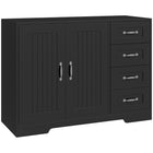 HOMCOM Modern 41.3" L Sideboard Buffet Cabinet with 4 Drawers and 2 Beadboard Doors - Black-Large storage space with a double-door cabinet and four drawers for holding daily supplies
