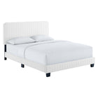 Modway Celine Channel Tufted Performance Velvet Full Platform Bed - White-Channel Tufted Headboard