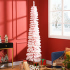 HOMCOM 7' Artificial Christmas Tree with Realistic Branches - Pink-Sprayed with artificial snow to add wintry appearance 