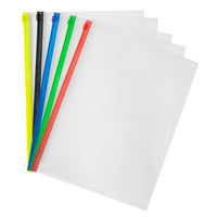 Winnable - enveloppes en polyéthylène format lettre avec fermeture éclair couleur - Assortiment - Paquet de 5-Le dossier offre une capacité de 80 feuilles pour les documents longs