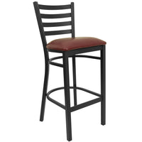 Flash Furniture – Tabouret de bar/restaurant Hercules noir en métal, dossier horizontal noir, siège en vinyle bourgogne-Tabouret de bar en métal