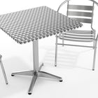 Flash Furniture – Table carrée de 27,5 po en aluminium avec 2 sièges à traverses, intérieur/extérieur (TLH28SQ017BCHR2)-Dessus de table lisse en acier inoxydable