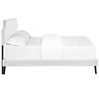 Modway Laura Vinyl Full Platform Bed with Round Splayed Legs - White-Center Rail with Support Two Legs