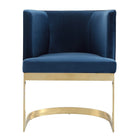Manhattan Comfort - Chaise de salle à manger moderne Aura 62 cm en velours bleu royal et laiton poli-Conception de cadre flottant avec dossier incurvé