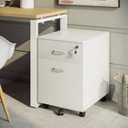 Vinsetto Locking 2-Drawer Rolling Filing Cabinet with Wheels - White-Tabletop can hold printers, scanners or display person items

