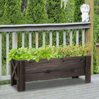 Outsunny Wood Planter Box - 39" L x 14" W x 14" H - Dark Brown-Elevated design keeps weeds away and protect the plants from submergence 