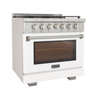 Kucht 36" KFX-X Series Pro Style Natural Gas Range - Stainless Steel/White-Product dimensions 27.75" L x 36" W x 36" H