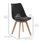 HOMCOM Modern Dining Chairs with PU Leather Cushion & Wood Frame - Black - Set of 4-Rubber wood frame with painting finish for a solid and robust structure