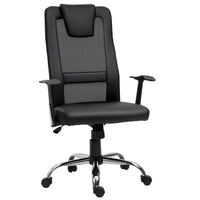 Vinsetto - Chaise d’ordinateur en maille à haut dossier avec accoudoirs - noir-Fauteuil de bureau exécutif combinant maille de qualité et cuir PU