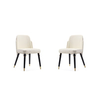 Manhattan Comfort - Lot de 2 chaises de salle à manger modernes Estelle 51 cm, revêtement en similicuir crème et noir-Chaise de salle à manger moderne parfaite pour la salle à manger et le bureau à domicile Lot de 2