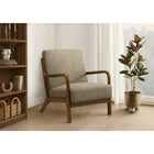 Monarch Specialties Upholstered 34"H Mid-Century Modern Accent Chair With Walnut Solid Wood Legs - Light Brown Fabric-Generous foam cushioning, a gently angled back, and supportive arms provide a comfortable seating experience suited to reading, conversation, or quiet relaxation.