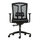 Fauteuil Heartwood ECO-MB série Jupiter avec dossier moyen en mailles écho et siège en tissu, noir-La conception du milieu du dos intègre un soutien lombaire réglable combiné à un réglage variable de l'inclinaison et de la hauteur.