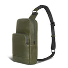 Champs - Onyx Sac Sling en Cuir - Kaki-Poche frontale zippée