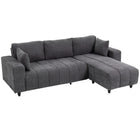 HOMCOM - Canapé sectionnel 3 places en forme de L avec assise intégrée - gris charbon-Comprend une méridienne interchangeable, peut être installée du côté gauche ou droit 
