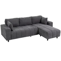 HOMCOM - Canapé sectionnel 3 places en forme de L avec assise intégrée - gris charbon-Comprend une méridienne interchangeable, peut être installée du côté gauche ou droit 