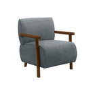 Monarch Specialties Upholstered 31"H Modern Accent Chair With Walnut Solid Wood Supports - Blue Fabric-This upholstered accent chair features a softly curved silhouette in a blue fabric, creating a warm, inviting presence that complements both a living room and bedroom.
