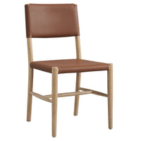 Modway Dover Wood Vegan Leather Dining Side Chairs - Natural - 2 Pack-Set of 2 Dining Chairs