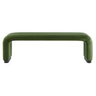 Modway Koda Performance Velvet Waterfall Long Bench - Black/Moss Green-Adjustable Foot Caps