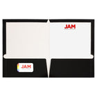 JAM Paper Glossy Two Pocket Presentation Folders, Black, 12 Pack (385Gblag)-2 pocket