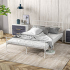 HOMCOM - Cadre de lit plateforme en métal format queen avec tête de lit - blanc-Peut être utilisé comme lit d'appoint dans une chambre d'amis, également une excellente idée cadeau 