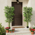 Outsunny 6' Artificial Bamboo Trees in Pot - Green - 2 Pack-Suitable for home, office or outside use, spices up any space with its natural accent 