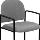 Flash Furniture – Chaise empilable en tissu avec structure en acier et accoudoirs, gris-Appui-bras courbé