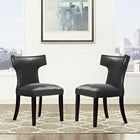 Modway Curve Vinyl Dining Chair - Black - 2 Pack-Black Rubberwood Legs