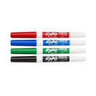 Expo Low Odour Dry Erase Markers - Fine Tip - Assorted Colours - 4 Pack-For use on white boards, glass and most non-porous surfaces