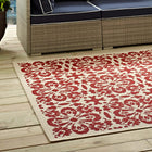 Modway - Ariana Treillis floraux vintage à l’intérieur et à l’extérieur Tapis 4 pi l x 6 pi L - Rouge et beige-Polypropylène 100% doux