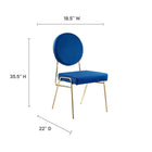 Modway Craft Performance Velvet Dining Side Chairs - Gold/Navy - 2 Pack-Performance Velvet Upholstery