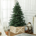 HOMCOM 24" Wooden Christmas Tree Collar Box - Light Distressed Wood Finish-Suitable for Christmas trees with a base size of less than 22.8" x 21.7" (58 x 55 cm) 