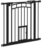 PawHut Pressure-Mounted Dog Gate Auto-Close for 29"-31.5" Wide - Black-Adjusts to fit openings between 29.1" - 31.5" (74-80 cm), for doorways, hallways and stair