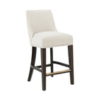 Manhattan Comfort - Beever tabouret de comptoir moderne 48 cm en chenille crème rembourré-Comprend un repose-pieds avec plaque en métal doré pour une touche d’élégance et de confort