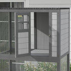 PawHut 36" L Outdoor Cat House Catio with Wheels and Asphalt Roof - Grey-Two doors facilitate access, and four wheels facilitate its movement 
