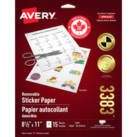 Avery Sticker Project Paper, White, Inkjet, 8-1/2" x 11", 15 Pack (03383)-Make your own customized stickers