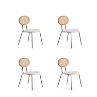 Manhattan Comfort Jardin 19.09" Industry Chic Upholstered Dining Chair - Nature and Oatmeal - Set of 4-Modern - Industry Chic Cane Dining Chair Perfect for Dining Room Use. Set of 4
