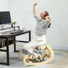 HOMCOM Ergonomic Rocking Wood Kneeling Chair for Improved Posture - Grey-Stable birch wood frame ensures durability and support