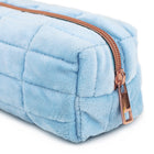 Fashion Stationery - Étui à crayons en peluche matelassé - 7.87 L x 3.14 W x 3.14 H po - Bleu-Doublure en polyester