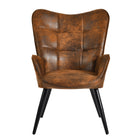 Homy Casa Guest & Reception Chairs - Suede Brown Fabric-Ergonomic wing-back design with lumbar support for added comfort.