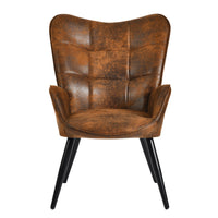 Homy Casa Guest & Reception Chairs - Suede Brown Fabric-Ergonomic wing-back design with lumbar support for added comfort.