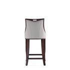 Manhattan Comfort Emperor 19" Traditional Faux Leather Upholstered Bar Stool - Light Grey - 2 Pack-22.5" L x 21" W x 41" H
