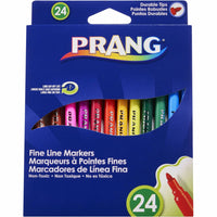 Prang Fine Line Markers - Assorted Colours - Set of 24-Long cap-off life prevents drying out for up to 24 hours
