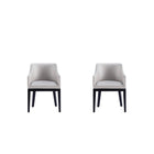 Manhattan Comfort Gansevoort 22.5" Modern Faux Leather Upholstered Dining Armchair - Light Grey - Set of 2-Modern Dining Armchair for Dining Room and Task Use. Set of 2