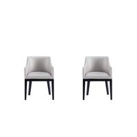 Manhattan Comfort Gansevoort 22.5" Modern Faux Leather Upholstered Dining Armchair - Light Grey - Set of 2-Modern Dining Armchair for Dining Room and Task Use. Set of 2