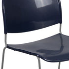 Flash Furniture HERCULES Series Navy Ultra-Compact Stack Chair with Silver Powder Coated Frame-Ergonomically Contoured Navy Plastic Back and Seat