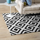 Modway Alika Abstract Diamond Trellis Area Rug - 5 ft W x 8 ft L - Black/White-Protect Floors From Traffic/Furniture