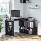 HOMCOM - Bureau en l - 47,25 po L x 43,25 po l x 29,25 po H - noir-Rotation à 360 degrés, formes multiples pour répondre à différents besoins