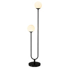 Hudson&Canal - Lampadaire Dufrene à 2 lumières avec abat-jour en verre - Bronze noirci/lait blanc-Associé à un abat-jour globe fermé en verre de lait blanc