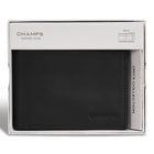 Champs Onyx Leather Center Wing Wallet - Black-Easy access ID window