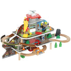 Qaba - Ensemble de train en bois pour enfants, thème mine avec rails, grue, hélicoptère et accessoires - multicolore - ensemble de 79-Comprend 79 pièces sur le thème de la mine, stimulant une créativité sans fin avec de nouveaux tracés de rails 